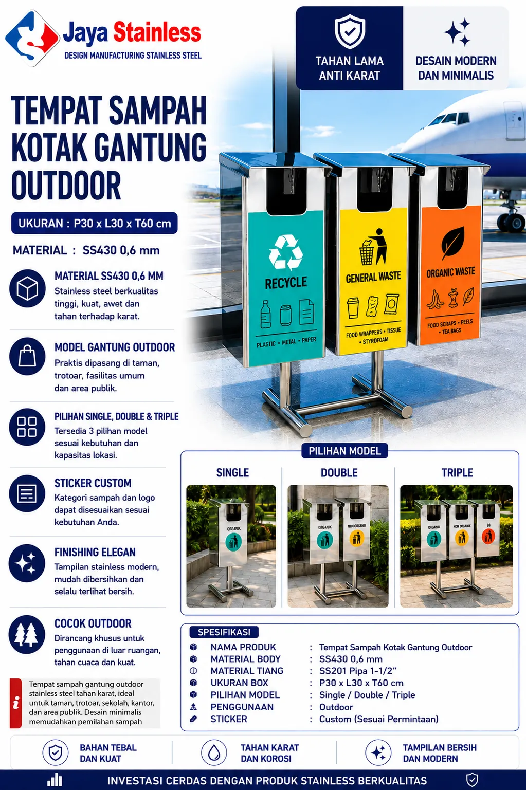 tempat-sampah-stainless taman outdoor dan bandara_11zon