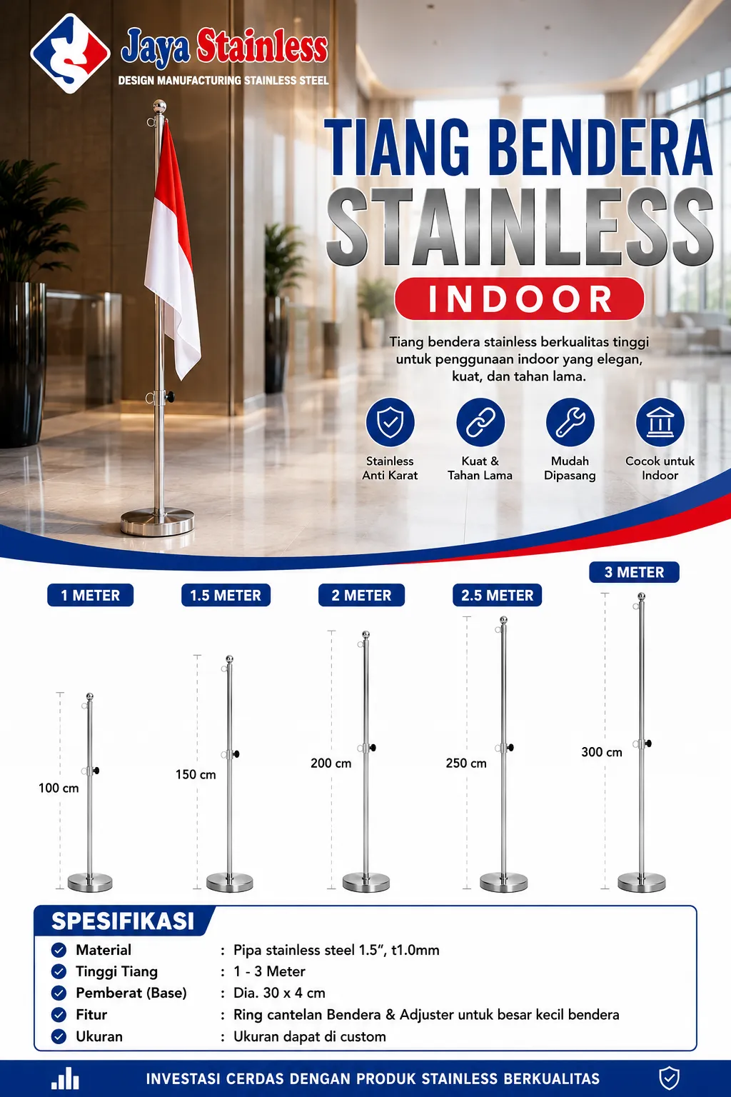 tiang bendera stainless indoor js_11zon