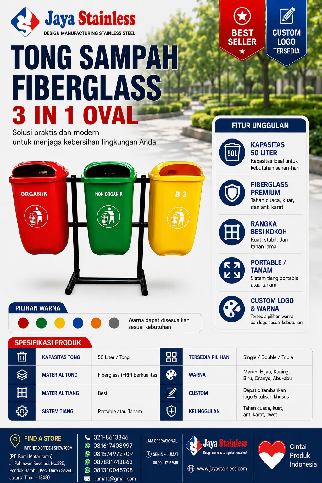 tong sampah fiberglass 3 in 1_11zon