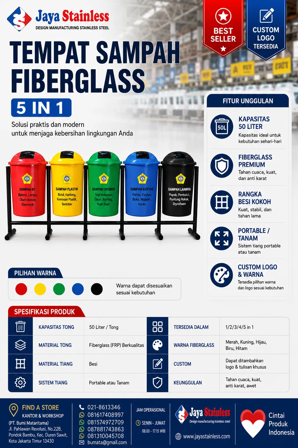 tong sampah fiberglass 5 in 1_11zon