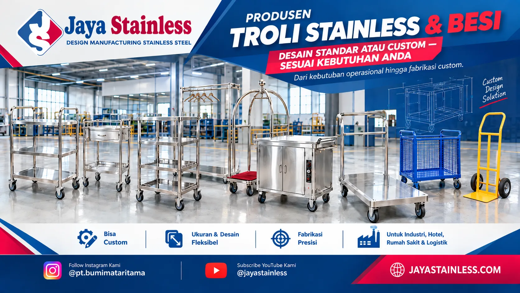 Trolley Stainless Dan Besi Custom