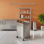 garbage trolley stainless, troli sampah stainless